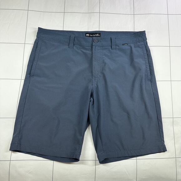 Travis Mathew Shorts Mens 36 Blue Tonal Stripe Performance Golf Active Casual - Picture 1 of 12